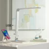 360 Lighting Jett Modern Desk Lamp 16 1/2" High Silver With USB Port And Nightlight LED Dimmer Touch On Off For Bedroom Bedside Nightstand Family Home