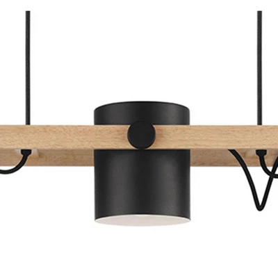 3-Light Hornwood Kitchen Island Pendant With Metal Shade Black/White - EGLO - Image 2